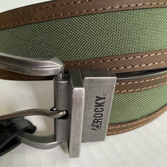 NWT Rocky leather belt with tooled metal and camo inserts size 34 - Picture 7 of 12